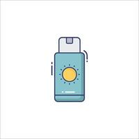 A bottle of sunscreen with a sun on it vector