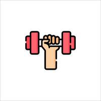 A hand holding a dumbbell icon vector
