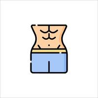 A man's torso with a blue trunks on it vector