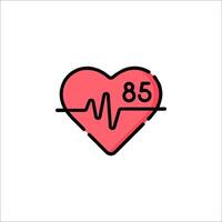 Heartbeat icon with the number 85 vector