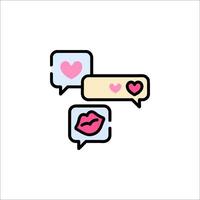 A speech bubble with a heart and a kiss vector