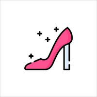A pink high heel shoe icon on a white background vector