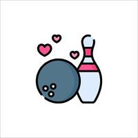 Bowling ball and ball with hearts icon vector