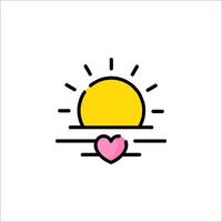 Sun and heart icon with a line style vector