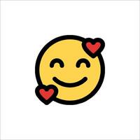 A smiley face with hearts on it vector