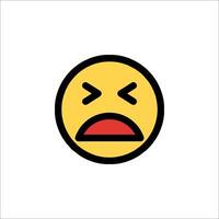 A yellow emoticion with a red face vector