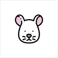 A cute mouse head with pink ears and a pink nose vector