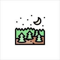 A forest with trees and a moon in the sky vector
