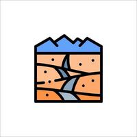 A mountain landscape with a stream running through it vector