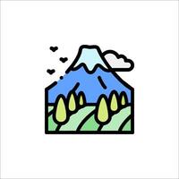 A mountain with trees and clouds vector