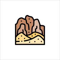 A desert landscape icon with a mountain in the background vector