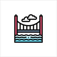 A bridge over water with clouds in the sky vector