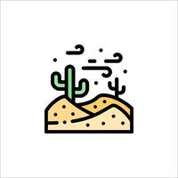 Desert icon with cactus and sand vector