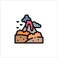 A mountain with a volcano and clouds vector