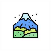 A mountain with a green landscape and a tree vector
