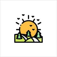 A sun and trees with hearts on it vector