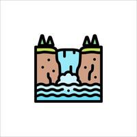 Waterfall icon in line style, illustration vector