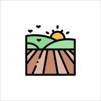 A farm field with a sun and a heart vector