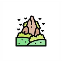 A mountain with hearts in the clouds vector
