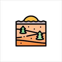A landscape with trees and a sun in the background vector
