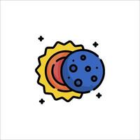 The sun and moon are shown in a line style vector