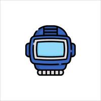 A blue helmet with a blue screen on it vector