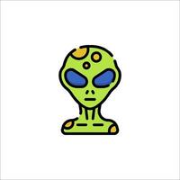 Alien head icon in line style vector