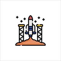 A rocket is launching into space on a white background vector