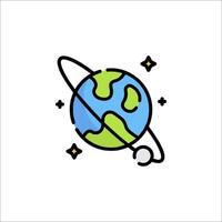 Planet earth with saturn and stars icon vector