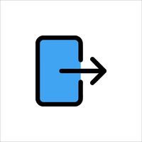 A blue and black icon of a phone with an arrow pointing to it vector