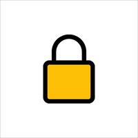 A yellow lock icon on a white background vector