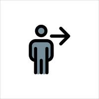 A man is standing in front of an arrow pointing to the right vector
