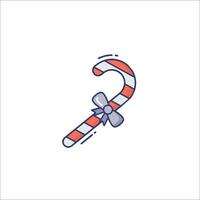 A candy cane icon with a bow on it vector