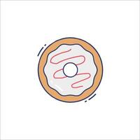 A donut icon with a red swirl on top vector