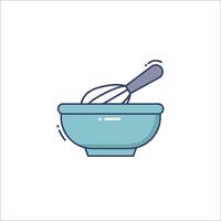 A bowl with a whisk in it and a whisk in the bowl vector