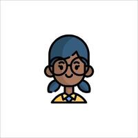 A cartoon girl with glasses and a tie vector