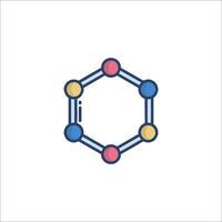 A molecule icon with a circle and a line vector