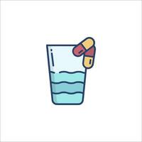 Pill bottle icon with water and pills vector