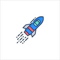 A rocket ship icon in a line style vector