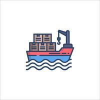 A cargo ship with boxes on it vector
