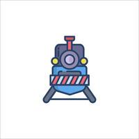 A train icon with a red stripe on it vector