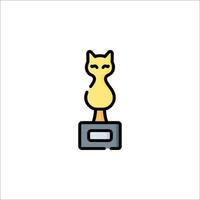 A cat is sitting on a trophy in a line drawing vector