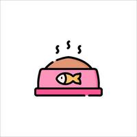 A pink bowl with a fish in it vector