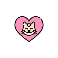 A cat in a pink heart with a pink background vector
