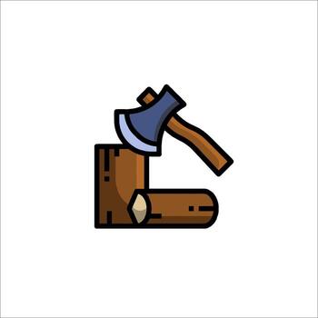An axe and log icon on a white background vector