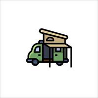 A green camper van with a roof on it vector