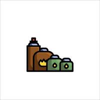 A line drawing of a gas can and a bottle vector