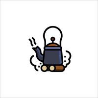 A tea kettle with a light bulb on top vector