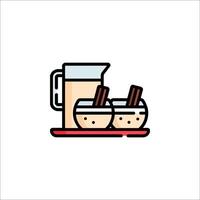 A pitcher of milk and a bowl of cereal vector