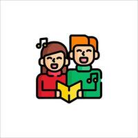 A man and woman singing together with music notes vector